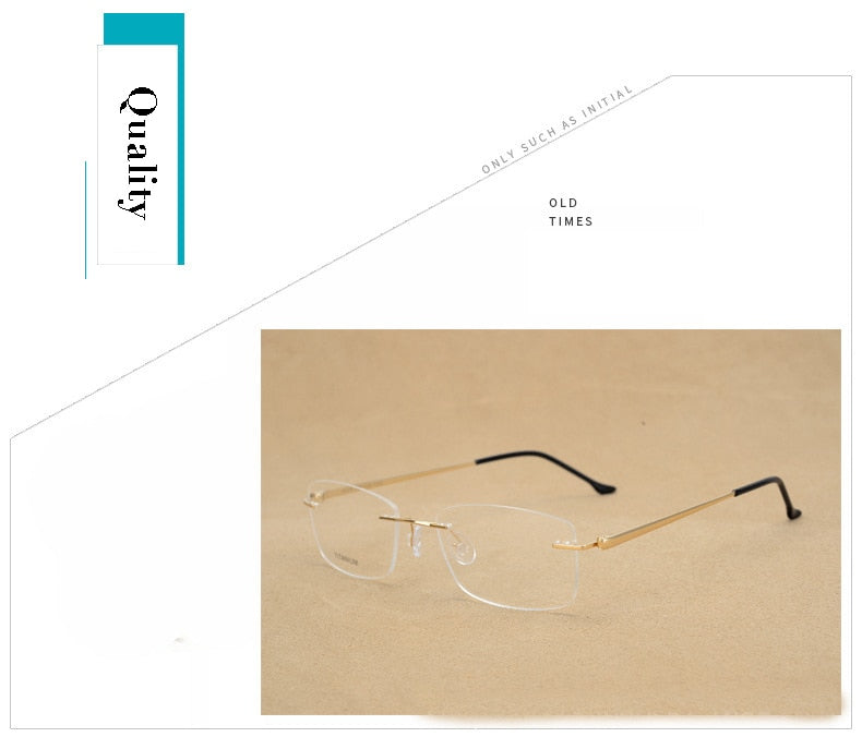 Hotony Unisex Rimless Alloy Frame Rectangle Lens Eyeglasses Rw004 Rimless Hotony