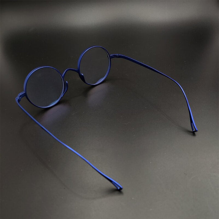 Yujo Unisex Full Rim 43mm Round Titanium Eyeglasses Full Rim Yujo