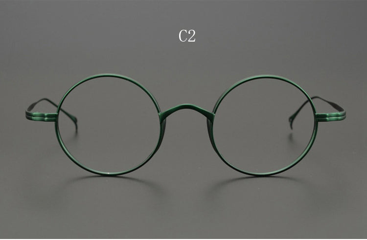 Yujo Unisex Full Rim 43mm Round Titanium Eyeglasses Full Rim Yujo