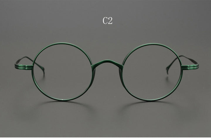 Yujo Unisex Full Rim 43mm Round Titanium Eyeglasses Full Rim Yujo