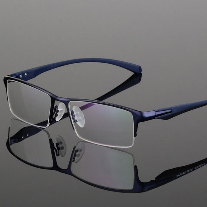 Hotochki Men's Semi Rim IP Electronic Plated Alloy Frame Eyeglasses 9065 Semi Rim Hotochki