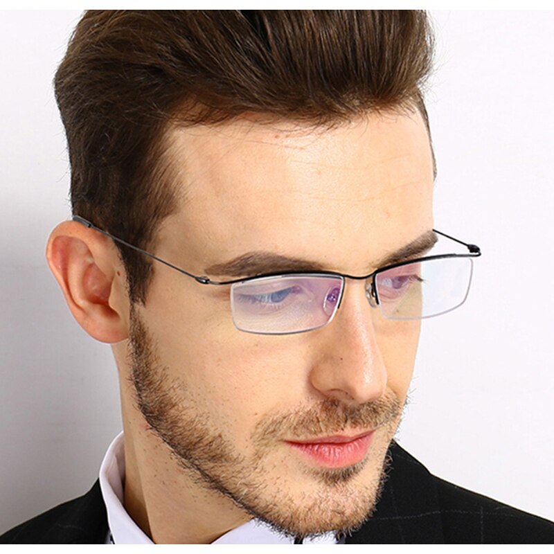Reven Jate Men's Eyeglasses Browline Half Rim Titanium Ej1010 Spectacles Semi Rim Reven Jate