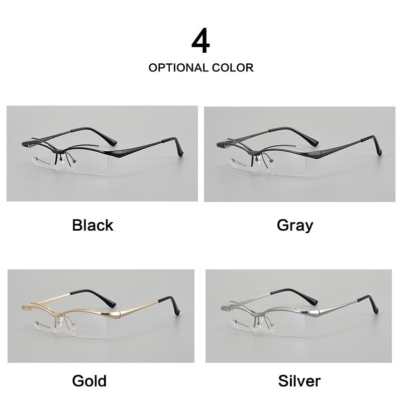 Muzz Men's Semi Rim Square Titanium Flip Up Frame Eyeglasses 18019 Semi Rim Muzz