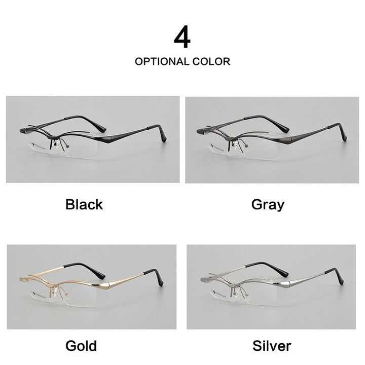 Muzz Men's Semi Rim Square Titanium Flip Up Frame Eyeglasses 18019 Semi Rim Muzz