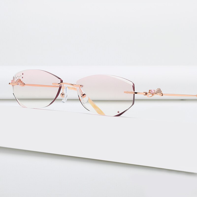 Zirosat 52052 Women's Eyeglasses Alloy Rimless Diamond Cutting Rimless Zirosat