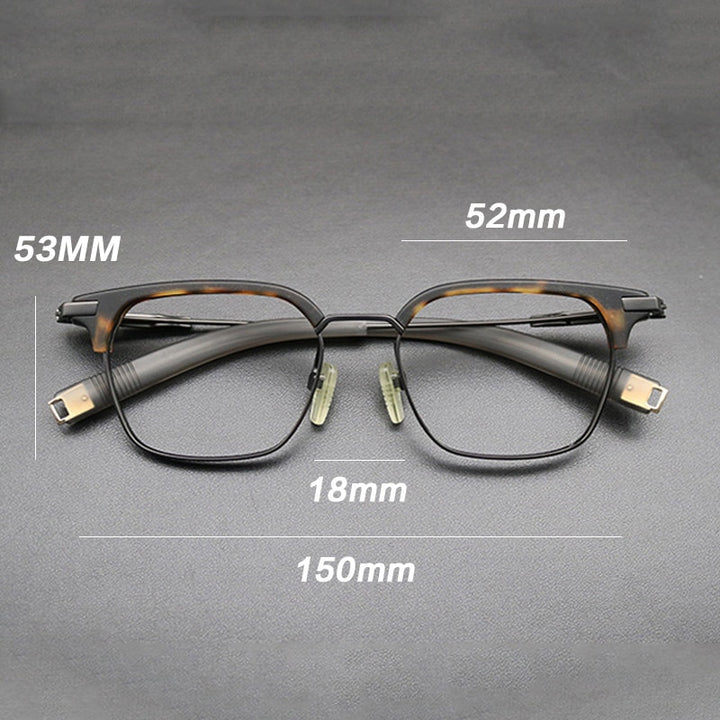 Gatenac Unisex Full Rim Square Titanium Acetate Frame Eyeglasses Gxyj669 Full Rim Gatenac