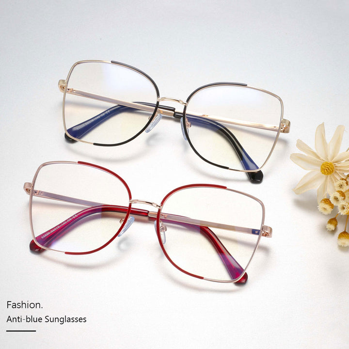 CCspace Unisex Semi Rim Square Alloy Frame Eyeglasses 54079 Semi Rim CCspace