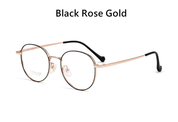 Yimaruili Men's Full Rim Round β Titanium Frame Eyeglasses T3933 Full Rim Yimaruili Eyeglasses