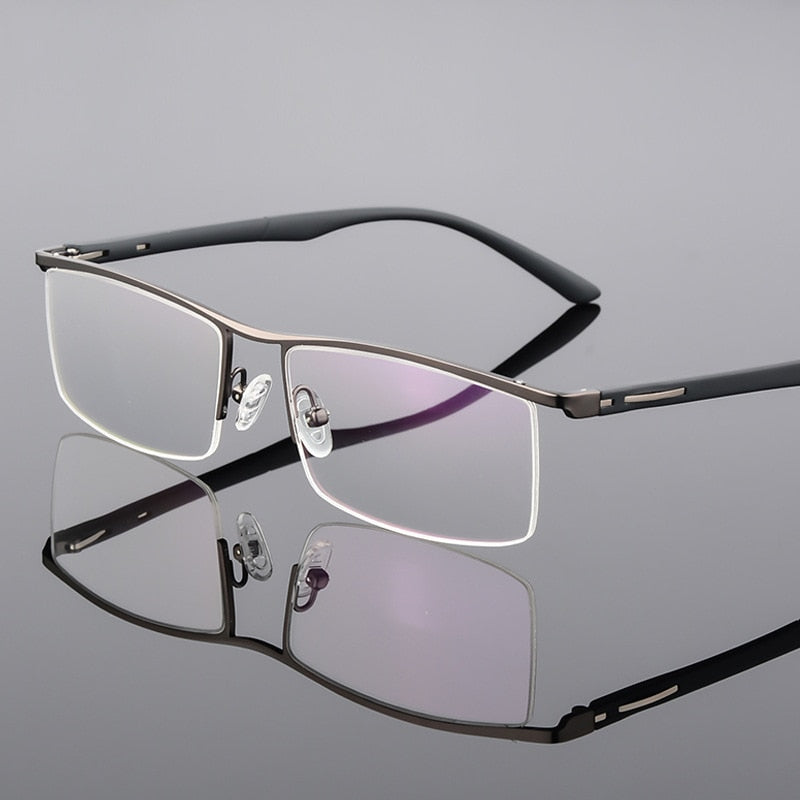 Reven Jate Unisex Semi Rim Square Tr 90 Alloy Eyeglasses P8831 Semi Rim Reven Jate gray