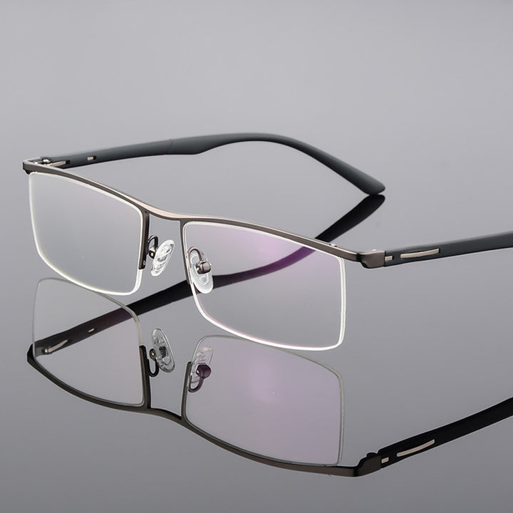 Reven Jate Unisex Semi Rim Square Tr 90 Alloy Eyeglasses P8831 Semi Rim Reven Jate gray