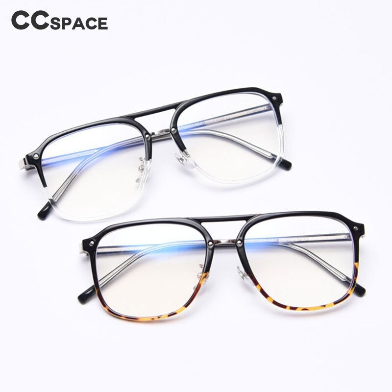 CCspace Women's Full Rim Square Tr 90 Titanium Double Bridge Frame Eyeglasses 49357 Full Rim CCspace