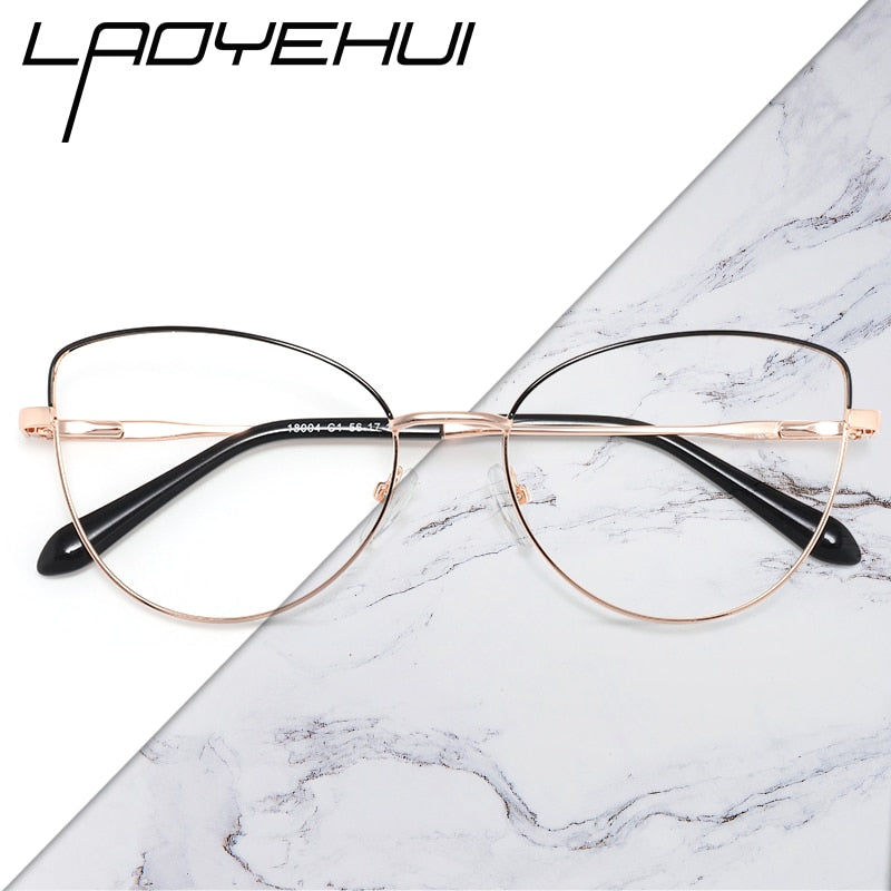 Laoyehui Women's Eyeglasses Cat Eye Alloy Frame 18004 Full Rim Laoyehui