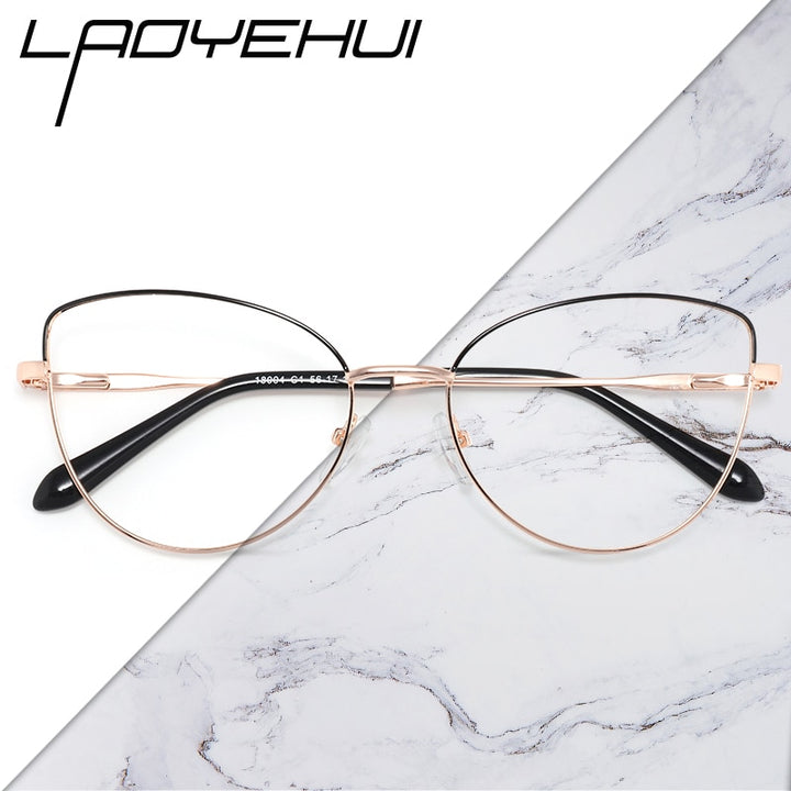 Laoyehui Women's Eyeglasses Cat Eye Alloy Frame 18004 Full Rim Laoyehui