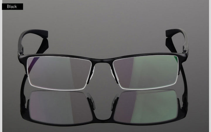 Hotochki Men's Semi Rim IP Electronic Plated Alloy Frame Eyeglasses 9065 Semi Rim Hotochki