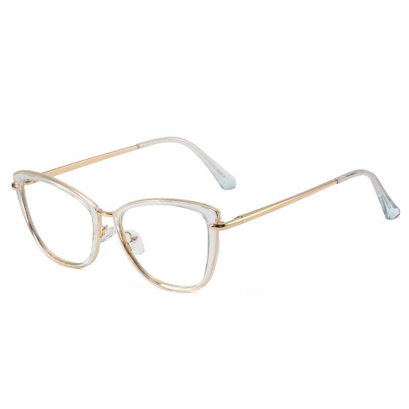 CCSpace Unisex Full Rim Cat Eye Tr 90 Titanium Frame Eyeglasses 48321 Full Rim CCspace 48321C2Clear