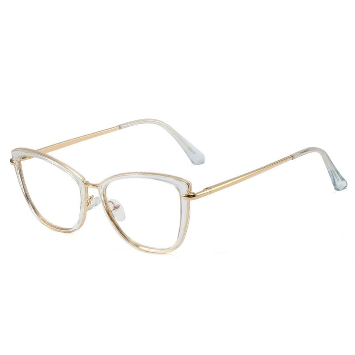 CCSpace Unisex Full Rim Cat Eye Tr 90 Titanium Frame Eyeglasses 48321 Full Rim CCspace 48321C2Clear
