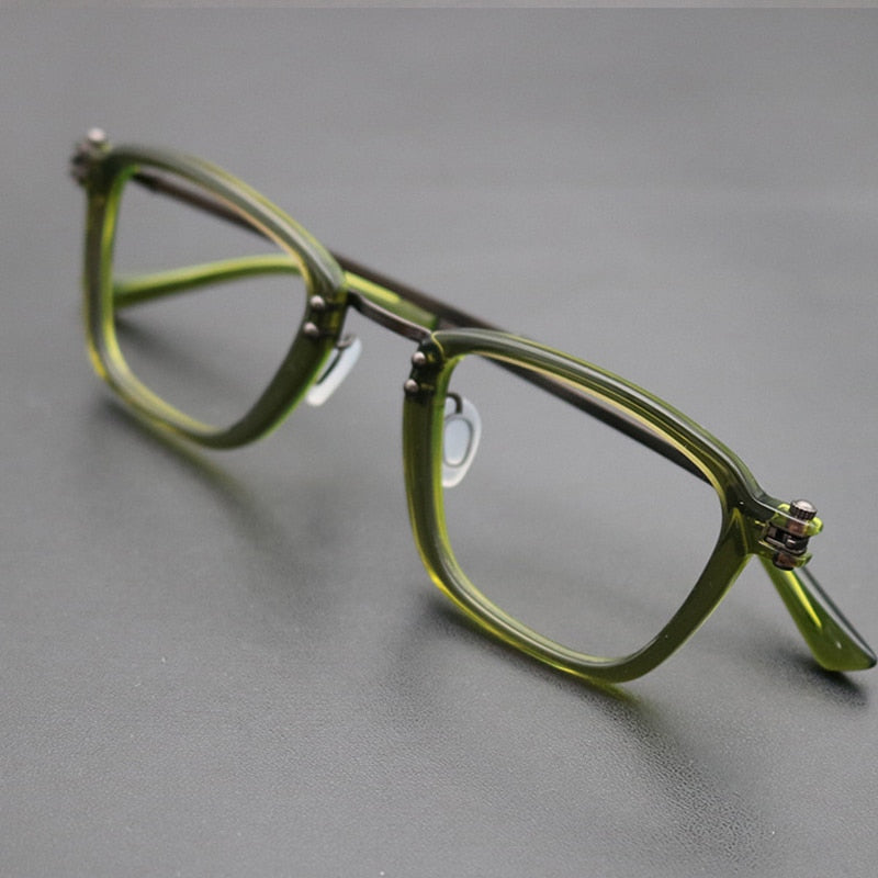 Gatenac Unisex Full Rim Square Titanium Acetate Frame Eyeglasses Gxyj694 Full Rim Gatenac