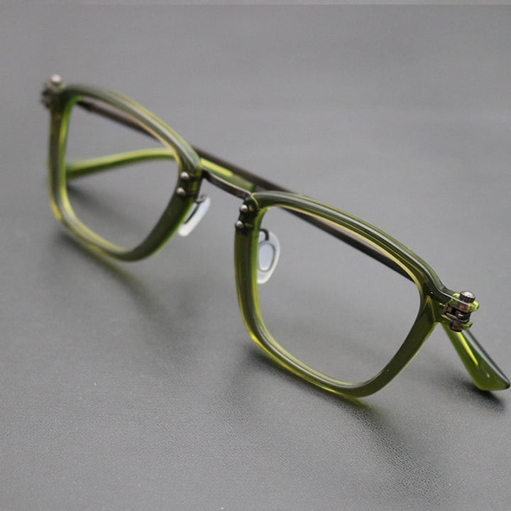 Gatenac Unisex Full Rim Square Titanium Acetate Frame Eyeglasses Gxyj694 Full Rim Gatenac