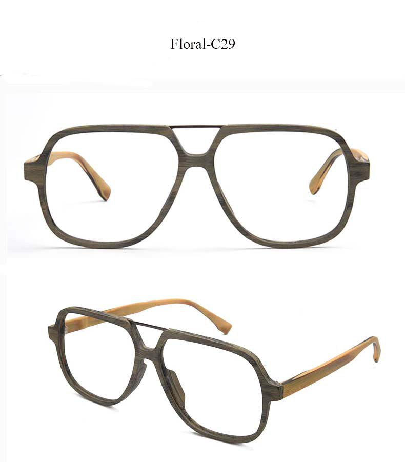 Hdcrafter Unisex Full Rim Square Oversized Wood Eyeglasses Ps8210 Full Rim Hdcrafter Eyeglasses