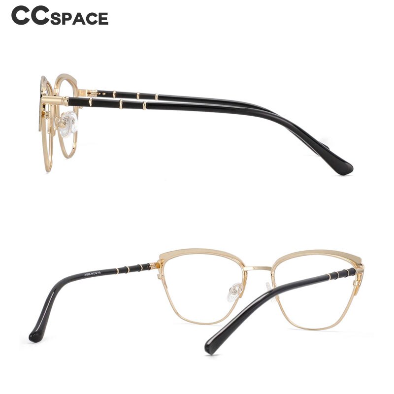 CCspace Women's Full Rim Square Cat Eye Alloy Frame Eyeglasses 53867 Full Rim CCspace