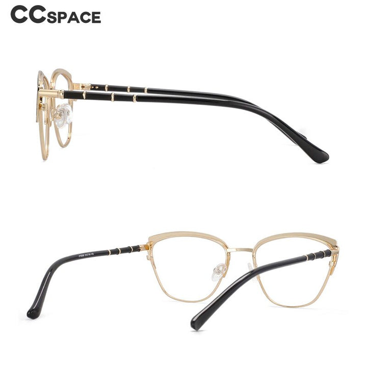 CCspace Women's Full Rim Square Cat Eye Alloy Frame Eyeglasses 53867 Full Rim CCspace