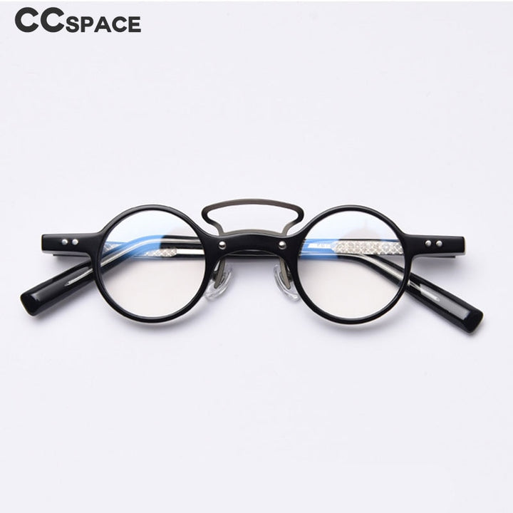 CCspace Unisex Full Rim Round Acetate Punk Double Bridge Frame Eyeglasses 49805 Full Rim CCspace
