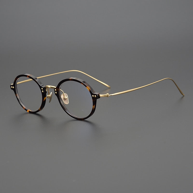 Gatenac Unisex Full Rim Round Acetate Titanium Frame Eyeglasses Gxyj329 Full Rim Gatenac 4