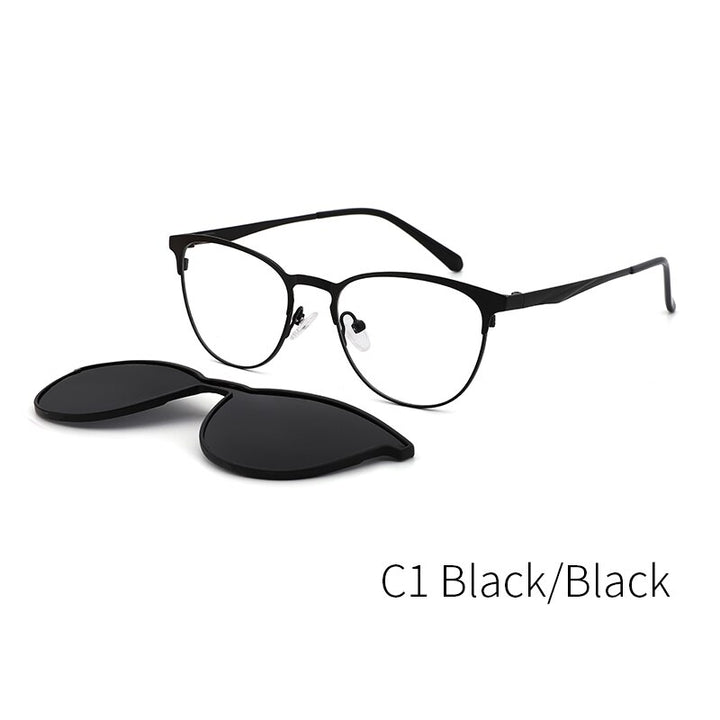 Kansept Women's Full Rim Cat Eye Acetate Eyeglasses Clip On Sunglasses Dp33104 With Clip Ons Kansept DP33104C1