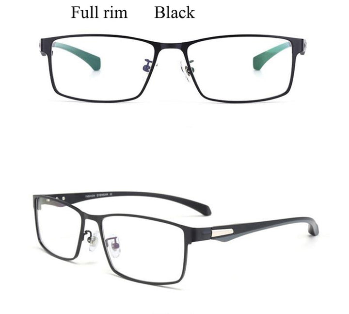Bclear Men's Semi Rim Square Titanium Alloy Eyeglasses 66071 Semi Rim Bclear