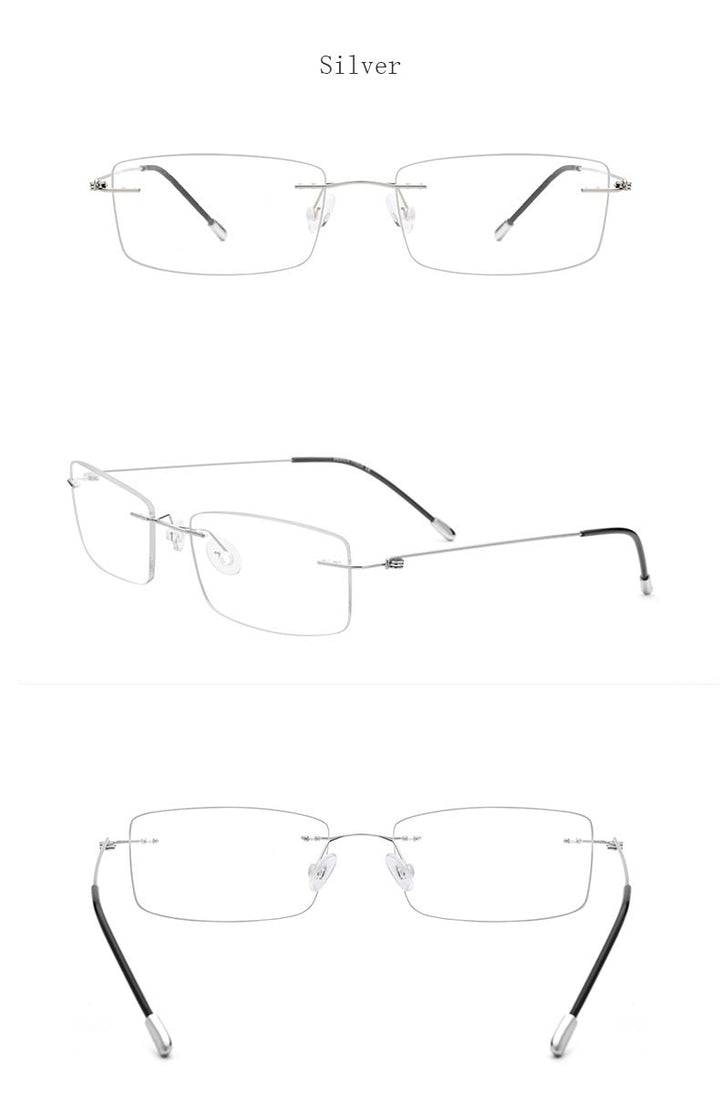 Hdcrafter Women's Rimless Rectangle Titanium Frame Eyeglasses P8361 Rimless Hdcrafter Eyeglasses