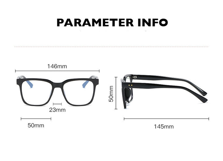 Hotony Unisex Full Rim Square Acetate Eyeglasses 8822 Full Rim Hotony