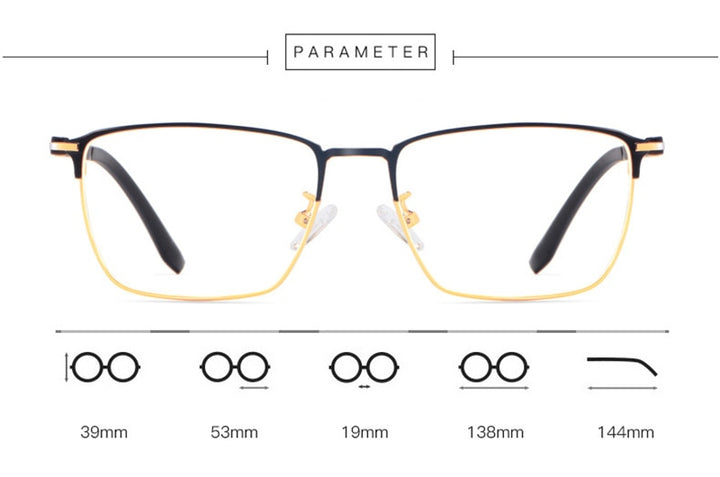 Hotony Unisex Full Rim Square Alloy Frame Eyeglasses 3007 Full Rim Hotony