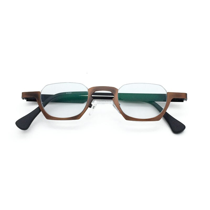 Yujo Unisex Semi Rim Bottom Square Alloy Reading Glasses Y038 Reading Glasses Yujo