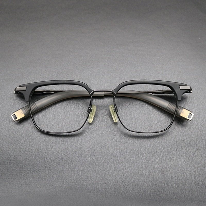 Gatenac Unisex Full Rim Square Titanium Acetate Frame Eyeglasses Gxyj669 Full Rim Gatenac Black