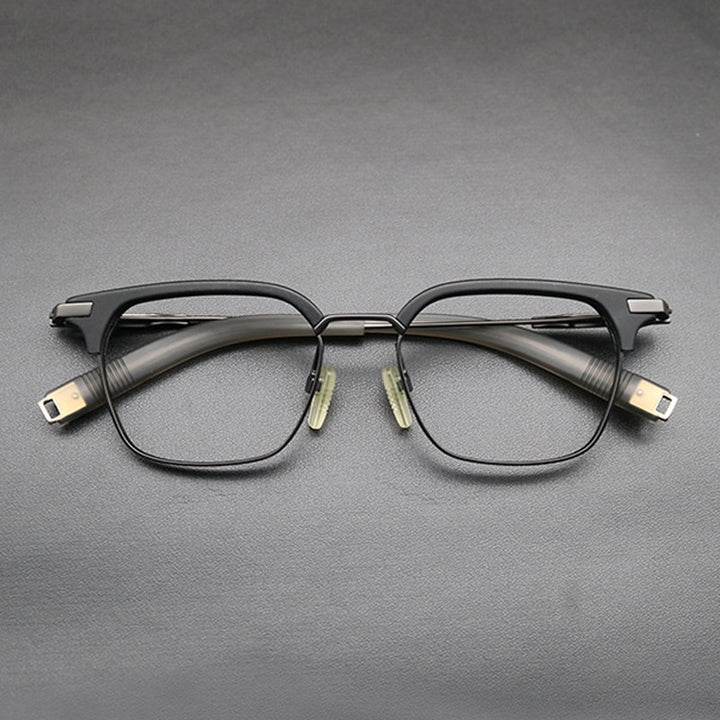 Gatenac Unisex Full Rim Square Titanium Acetate Frame Eyeglasses Gxyj669 Full Rim Gatenac Black
