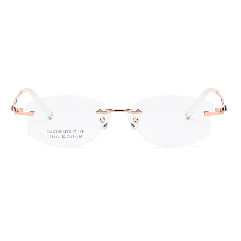Zirosat 58111 Women's Eyeglasses Alloy Tint Lenses Diamond Cutting Rimless Titanium Rimless Zirosat