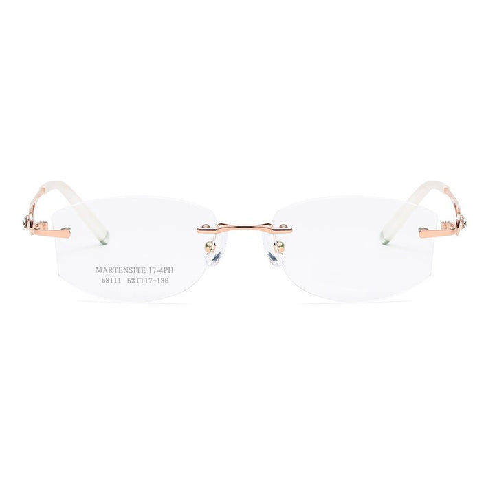 Zirosat 58111 Women's Eyeglasses Alloy Tint Lenses Diamond Cutting Rimless Titanium Rimless Zirosat