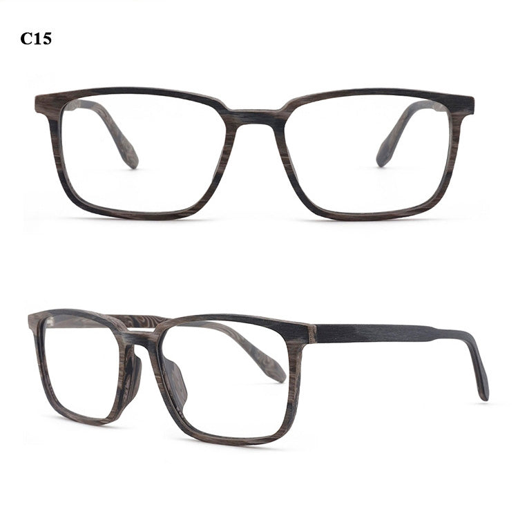 Hdcrafter Men's Full Rim Oversized Square Wood Frame Eyeglasses 1693 Full Rim Hdcrafter Eyeglasses