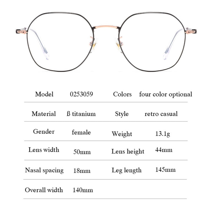 Hotochki Unisex Full Rim Oval Alloy Frame Eyeglasses 53059 Full Rim Hotochki