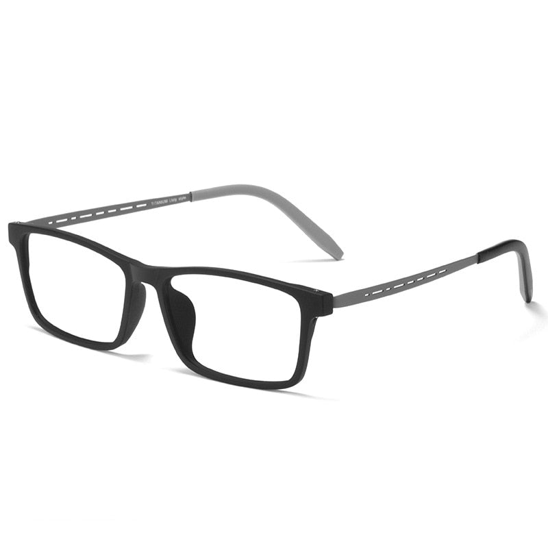 Yimaruili Unisex Full Rim Titanium Square Frame Eyeglasses 8822T Full Rim Yimaruili Eyeglasses Black Gray