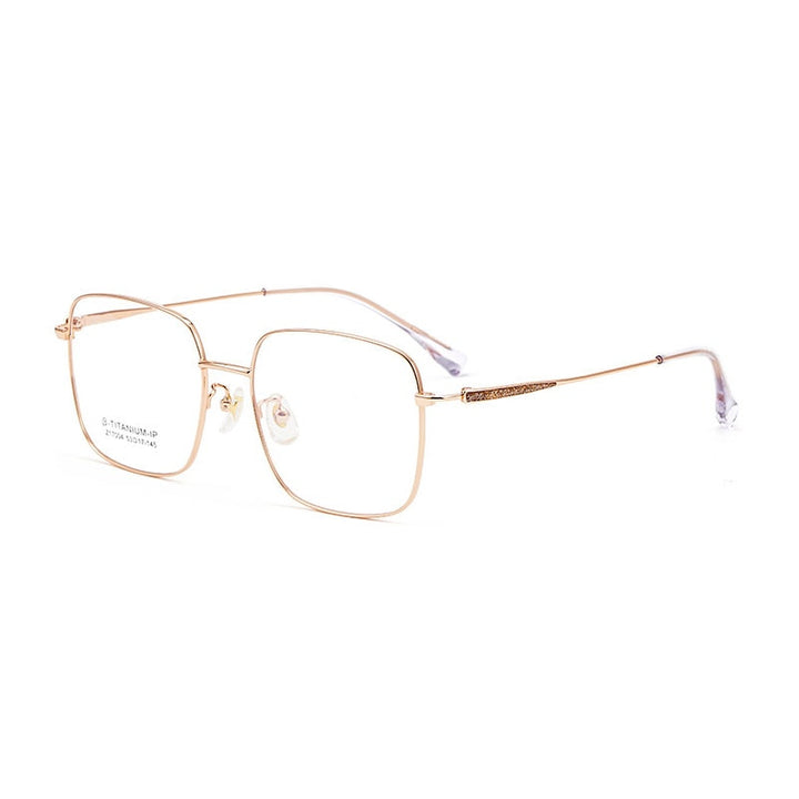 Handoer Unisex Full Rim Large Square Titanium Eyeglasses 17004 Full Rim Handoer rose gold