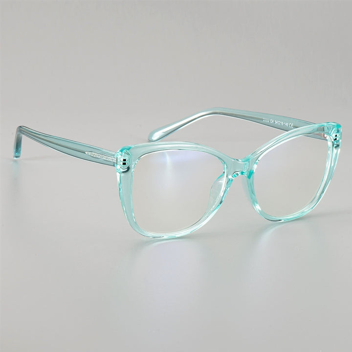 CCspace Unisex Full Rim Cat Eye Tr 90 Titanium Frame Eyeglasses 51015 Full Rim CCspace green