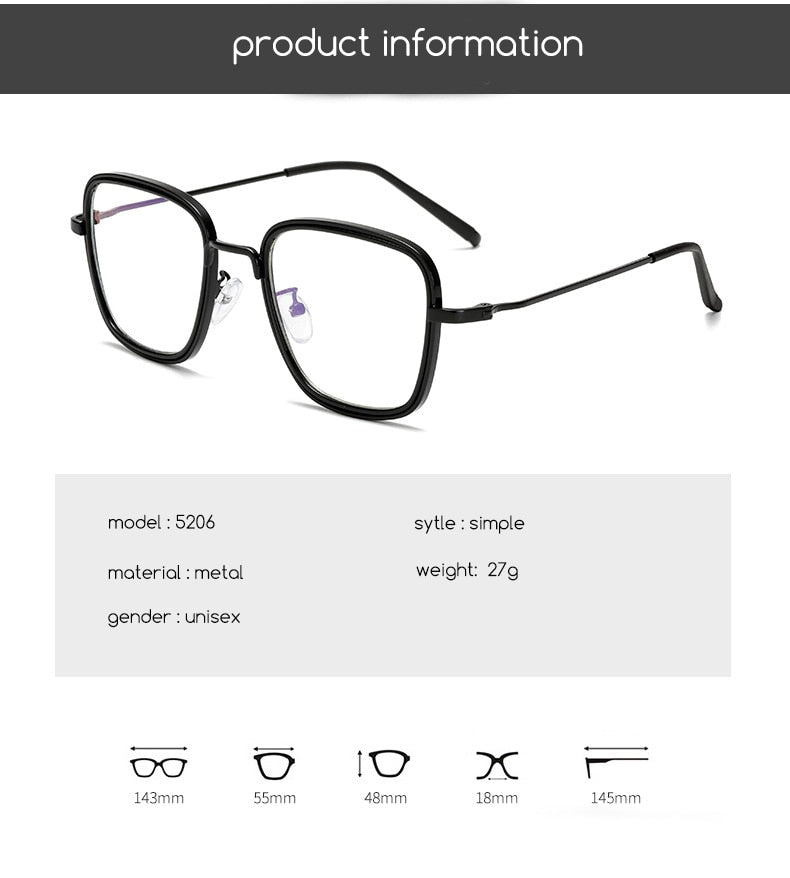 Hotochki Unisex Full Rim Alloy Metal Round Frame Eyeglasses 5206 Full Rim Hotochki