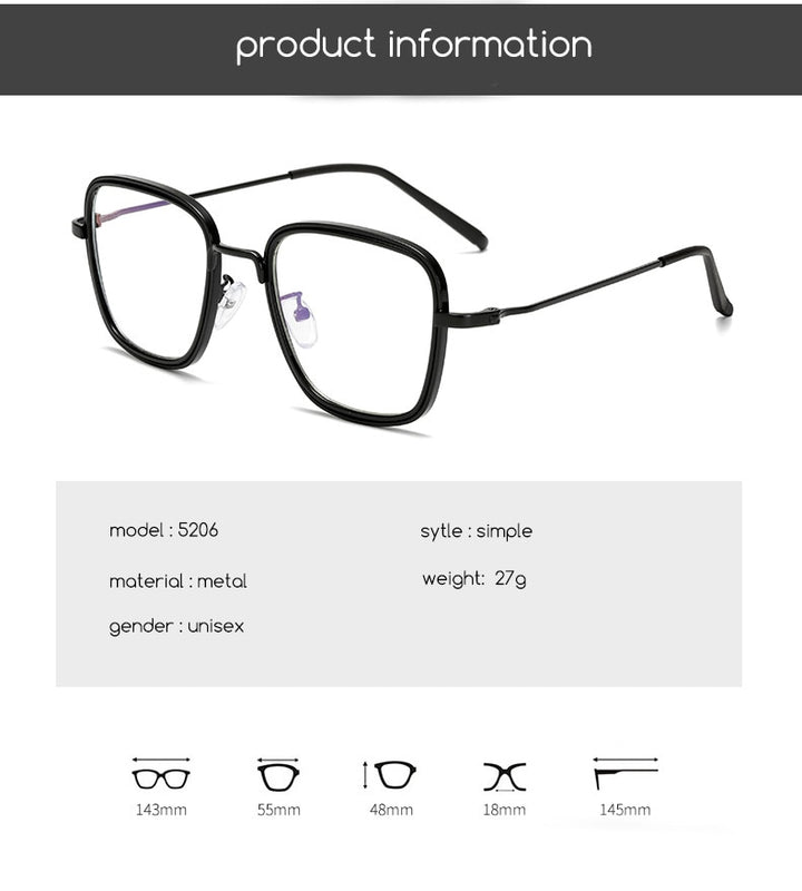 Hotochki Unisex Full Rim Alloy Metal Round Frame Eyeglasses 5206 Full Rim Hotochki