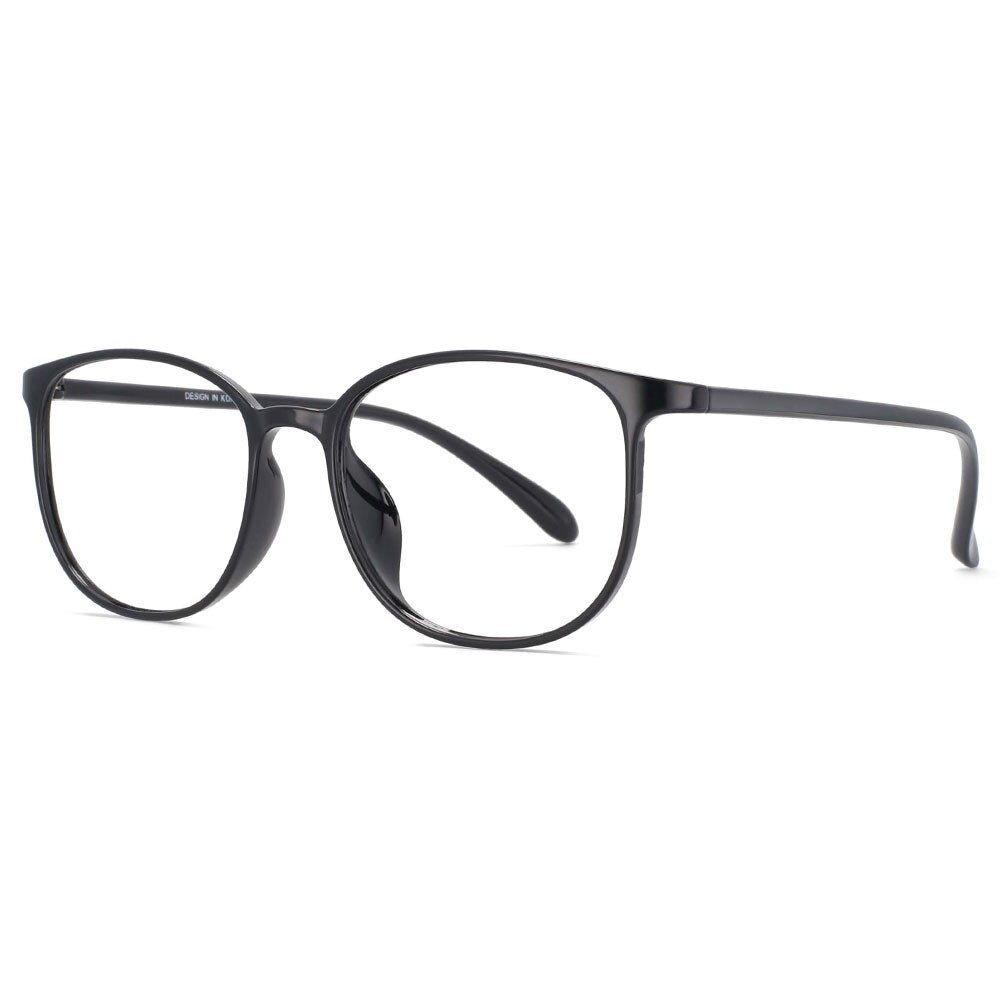 CCspace Unisex Full Rim Round Square Tr 90 Titanium Frame Eyeglasses 53870 Full Rim CCspace Black