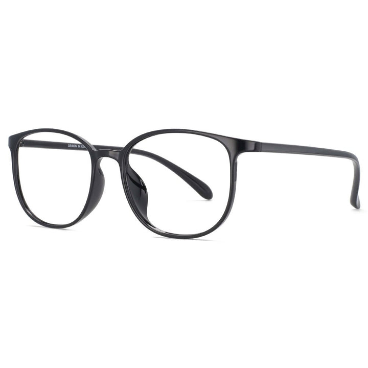 CCspace Unisex Full Rim Round Square Tr 90 Titanium Frame Eyeglasses 53870 Full Rim CCspace Black