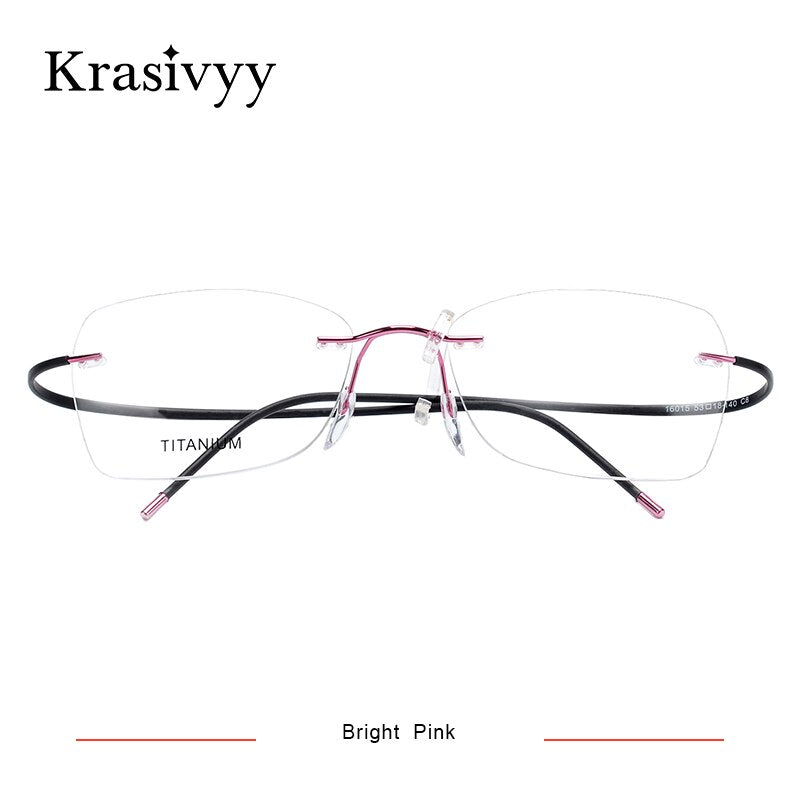 Krasivyy Unisex Rimless Square Oval Eyeglasses Kr6015 Rimless Krasivyy Bright Pink
