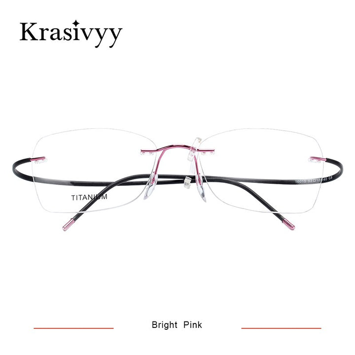 Krasivyy Unisex Rimless Square Oval Eyeglasses Kr6015 Rimless Krasivyy Bright Pink