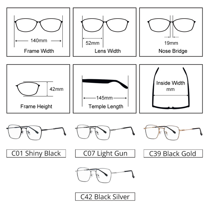 Ralferty Unisex Full Rim Irregular Square Alloy Eyeglasses D220 Full Rim Ralferty