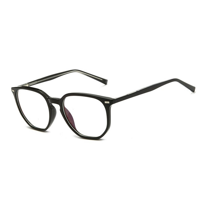Handoer Unisex Full Rim Round Square Tr 90 Eyeglasses 203 Full Rim Handoer Shinny Black